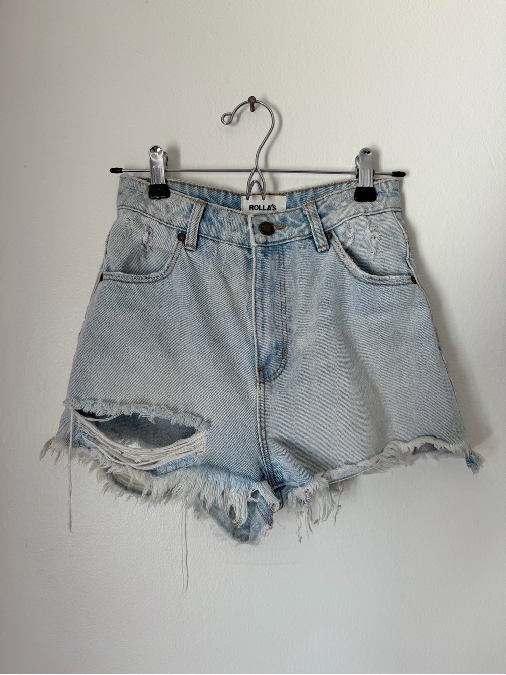 ROLLA'S 24” High Rise Slim Dusters Denim Shorts Layla Bleach Distressed